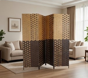 فاصل للغرف خشب الخيزران، 5×200×180 سم، 4 الواح - بني بيج product image 2