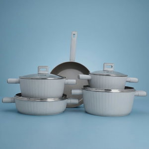 طقم قدور جرانيت السيف غاليري، 7 قطع، غطاء زجاج - رمادي product image