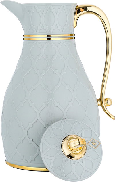 Al Saif Gallery Nahla thermos set, 2 pieces, 1 liter, glass inner shell, plastic outer shell - light gray product image 4