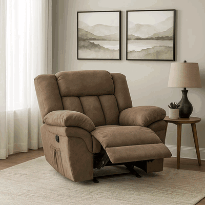 Fabric Rocking Reclining Chairs, 95×80×77 Cm - Light Beige product image 2