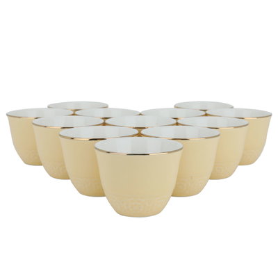 طقم فناجين قهوة عربي سيراميك السيف غاليري، 12 قطعة - اصفر ذهبي product image 1