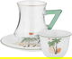 طقم تقديم شاي وقهوة زجاج وبورسلان السيف غاليري، 18 قطعة، يد أخضر- شفاف أبيض product image 3