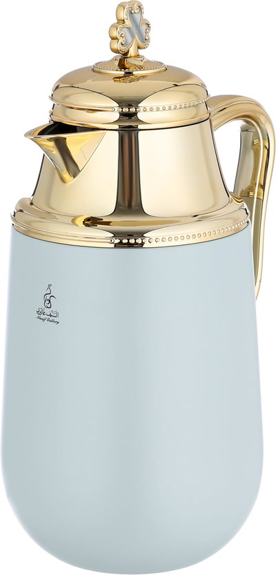 Al Saif Gallery Fatima thermos set, 1/0.7 liter, 2 pieces, thermal glass inner container, steel outer shell - light gray product image 4