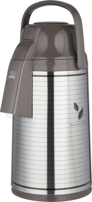 ترمس ابو فيل ياباني زوجرشي، 3 لتر، حافظة داخلية زجاج حراري، هيكل خارجي استيل، ضغاط، مفتاح تأمين، 360 درجة  - كابتشينو فضي product image 2