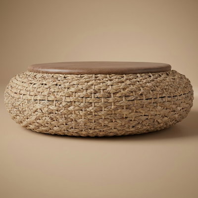 Al Saif Gallery Circular Ceramic Stool, 55 X 18 Cm - Wooden product image 1