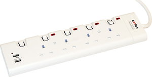 توصيلة كهرباء كولن، 5 متر، 4 مخارج، 2 يو اس بي ، 301100008 - ابيض product image