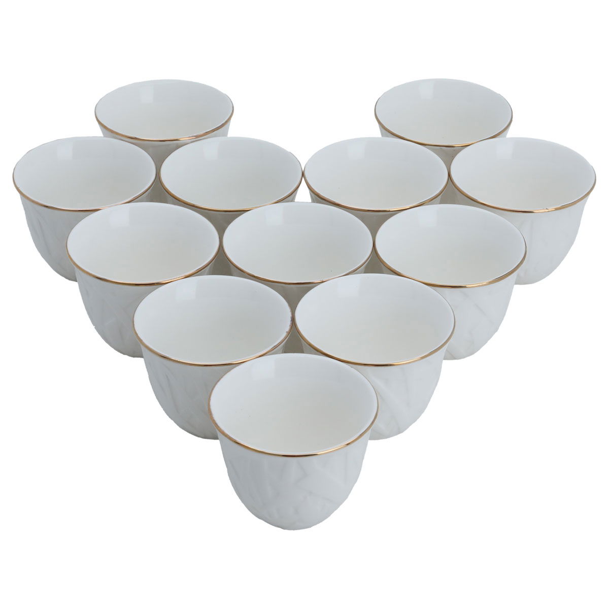 Al Saif Gallery Porcelain Arabic Coffee Cups Set, 12 Pieces, 90 ml, Engraved - White product image 2