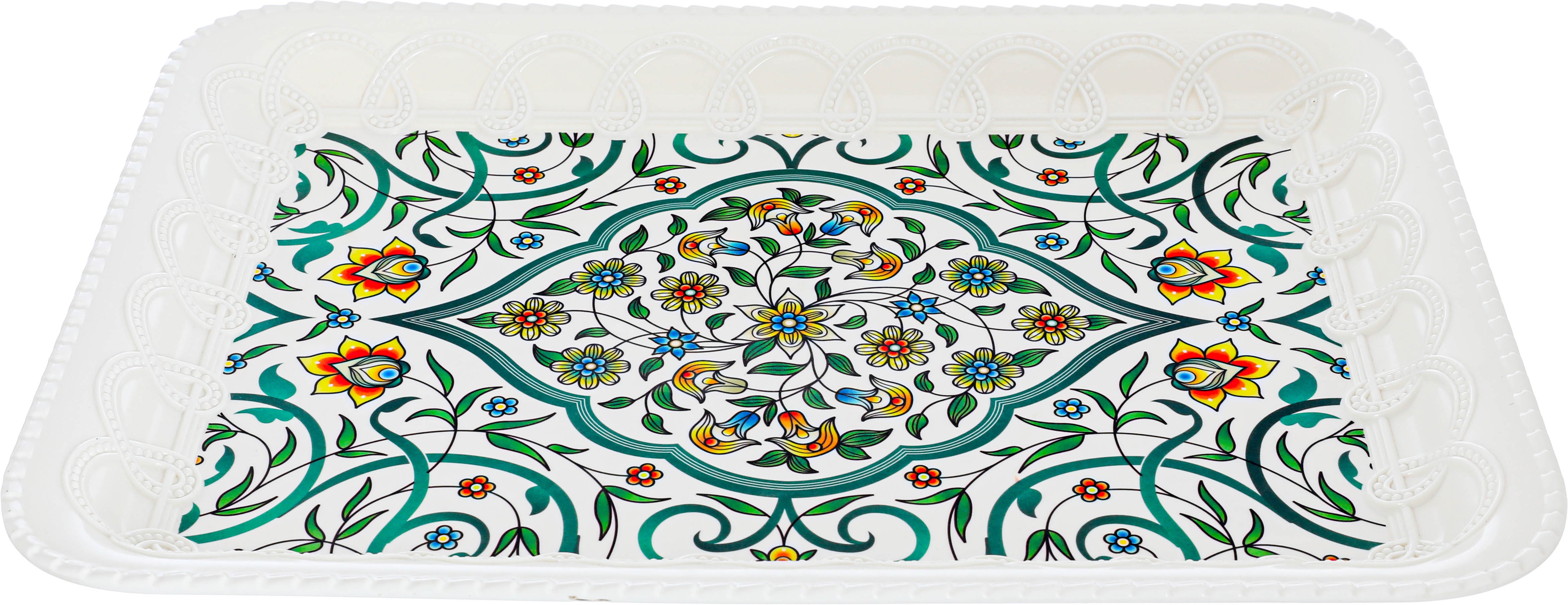 Tofaria Al Saif Gallery melamine, 45 x 34 x 3 cm, rectangular, decorated green-white product image