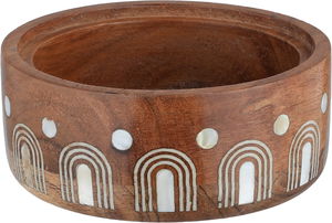 Al Saif Gallery Wooden Date Palm, 13.5x13.5x13 cm, Steel Lid, Round - Off-White Wood product image 2