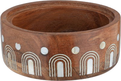 Al Saif Gallery Wooden Date Palm, 13.5x13.5x13 cm, Steel Lid, Round - Off-White Wood product image 2