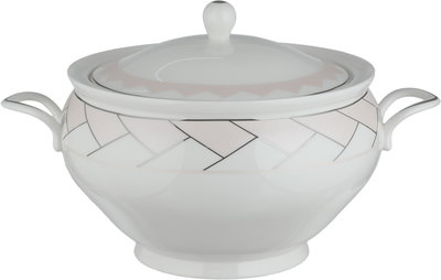 طقم تقديم سفرة بورسلان السيف غاليري، 65 قطعة، نقش فضي - أبيض وردي product image 3