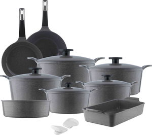 طقم قدور اكستريما جرانيت نيو فلام، 14 قطعة - رمادي product image