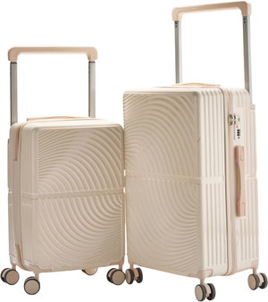 طقم شنط سفر بولي كربونات ليمرا، 20 24 بوصة، 4 عجلات، بزاوية 360 درجة، OT-9000 - بيج product image