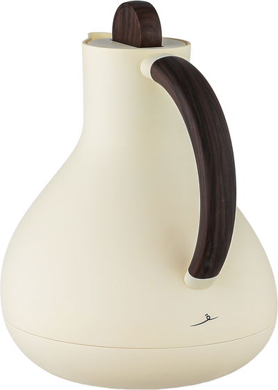 Al Saif Gallery Layal Thermos Set, 0.6/0.9 Liter, 2 Pieces, Glass Interior, Plastic Exterior, Wooden Handle, Push Button - Creamy Wooden product image 3