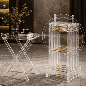 طقم طاولات اكريلك، 5 قطع - شفاف ذهبي product image