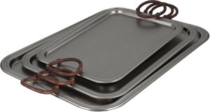 طقم صواني تقديم استيل الجهوري، 3 قطع - فضي product image 2