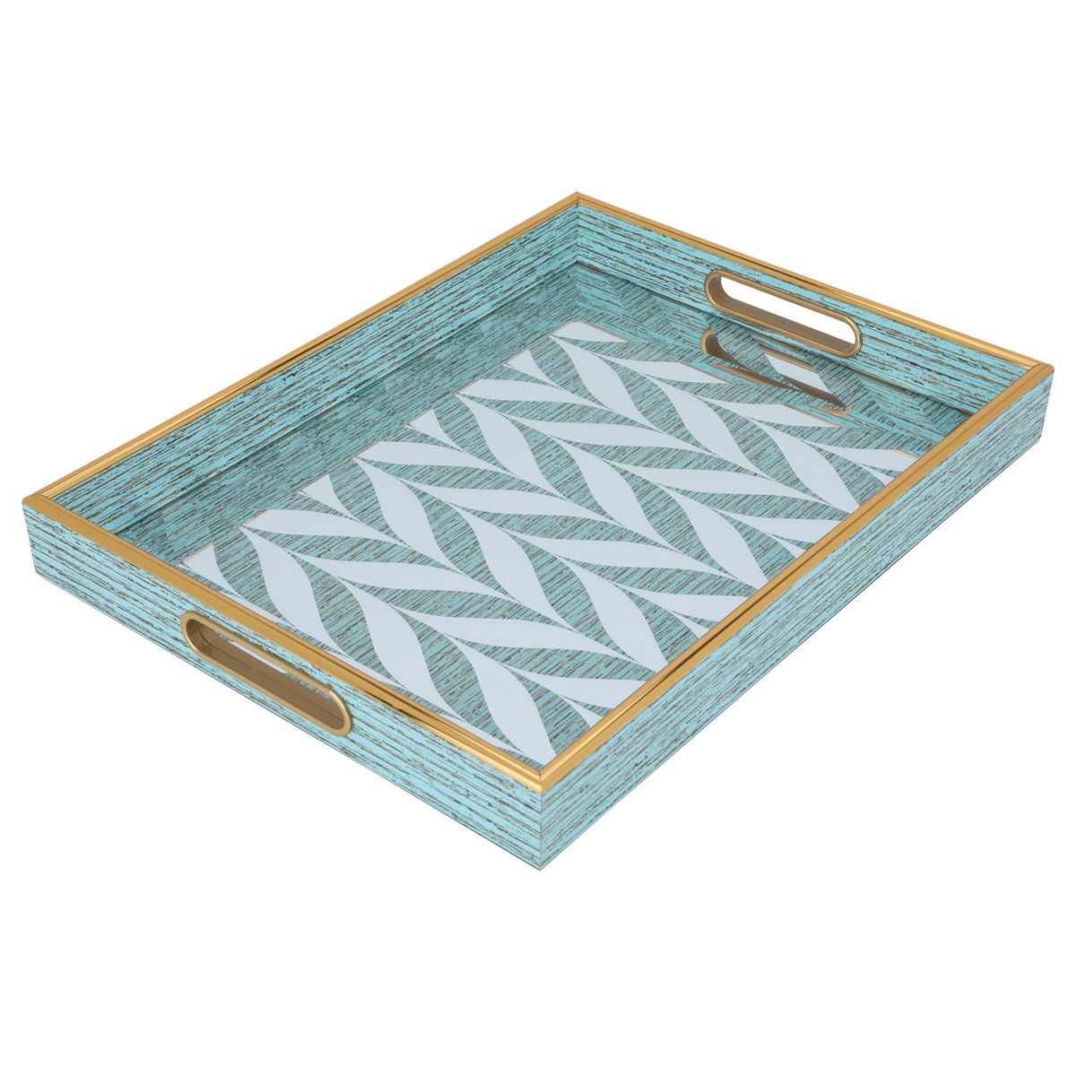 Saif Gallery Wooden Tofareya, 35 x 25 x 5 cm, Rectangle, Plaid - Light Green product image