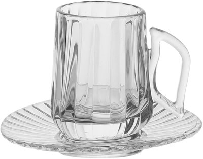 Al Saif Gallery Glass Serving Set (Cups and Saucers, 18 Pieces) - Clear product image 3