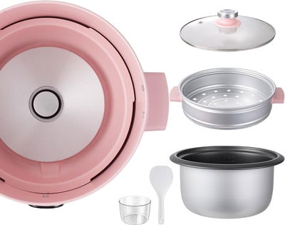 قدر ارز كهربائي ويننج ستار، 4 لتر، 700 واط، غطاء زجاجي، ST-9310 - بينك product image 2