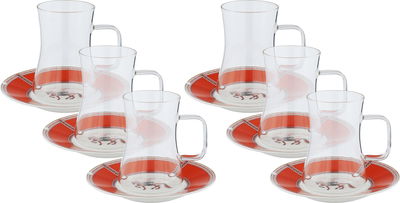 Al Saif Gallery Glass Tea Set, 12 Pieces, Porcelain Saucers - Multicolor product image 1