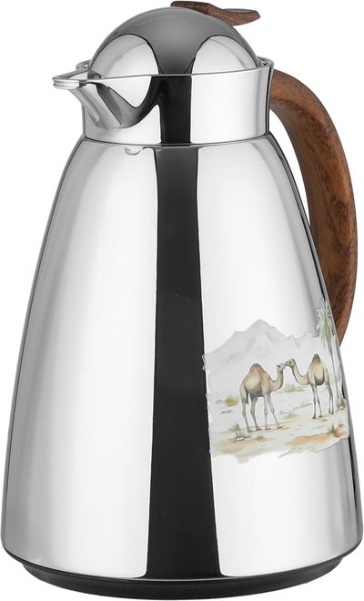 طقم ترامس سيف بلص، 0.7 / 1 لتر، خامة داخلية زجاج، غطاء ضغاط - فضي لامع خشبي product image 4