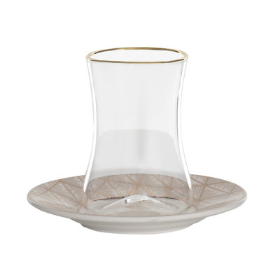 Al Saif Gallery glass jars and plates set, 12 pieces, 170 ml - beige product image 3
