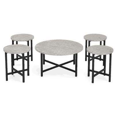 طقم طاولات خشب MDF و معدن، 5 قطع - اسود رمادى product image 3