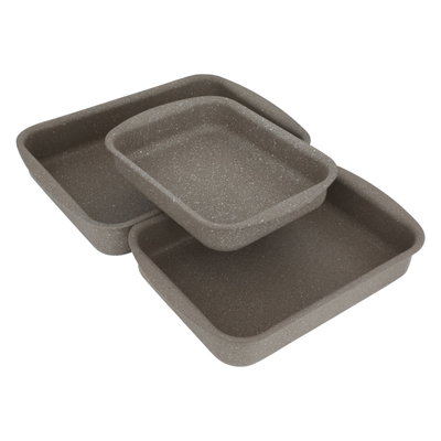 طقم صواني فرن جرانيت السيف بلس، مستطيلة، 3 قطع - بني product image 2