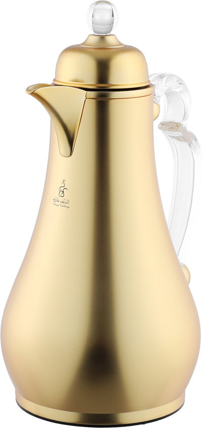 Al Saif Gallery Asalah Thermos Set, 2 pieces, 1/1 liter, glass interior, transparent handle, push-button - gold product image 9