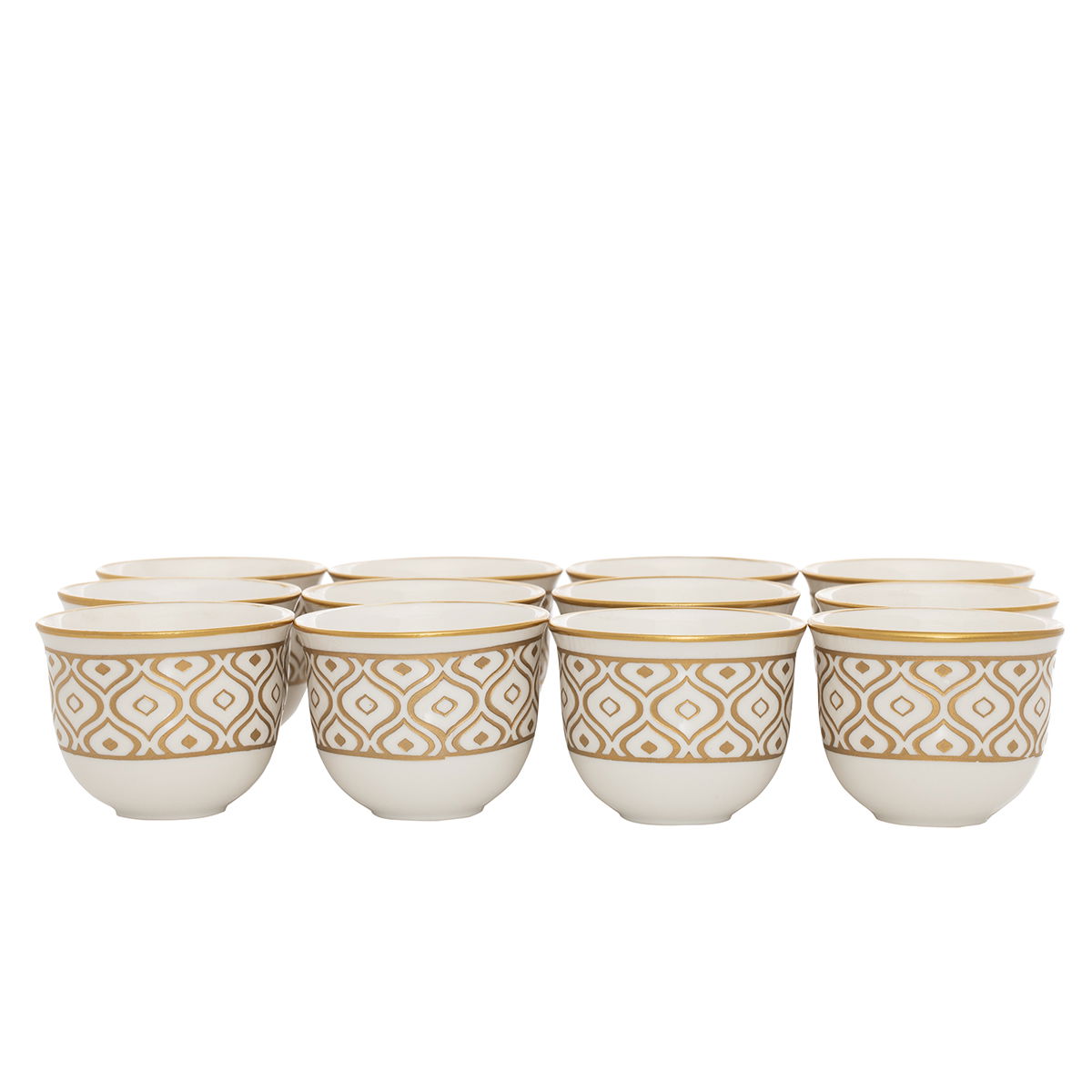 Al Saif Gallery porcelain Arabic coffee cups set, 12 pieces, golden pattern - white product image 2
