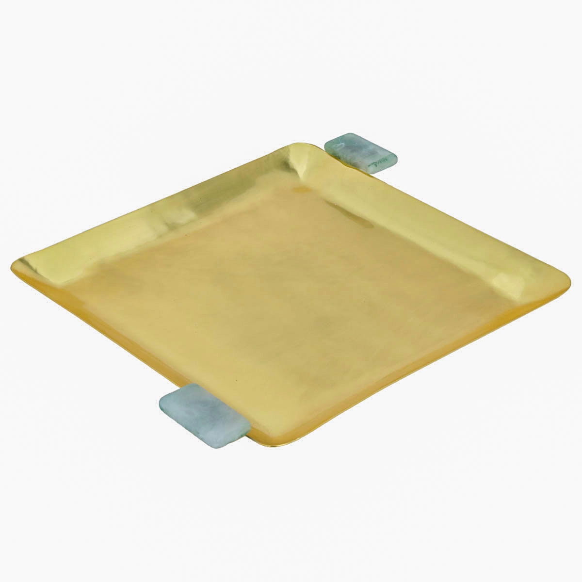 Tofaria steel serving tray with Al Saif Gallery marble handle, 26 x 26 x 2 cm, square - gold product image 2