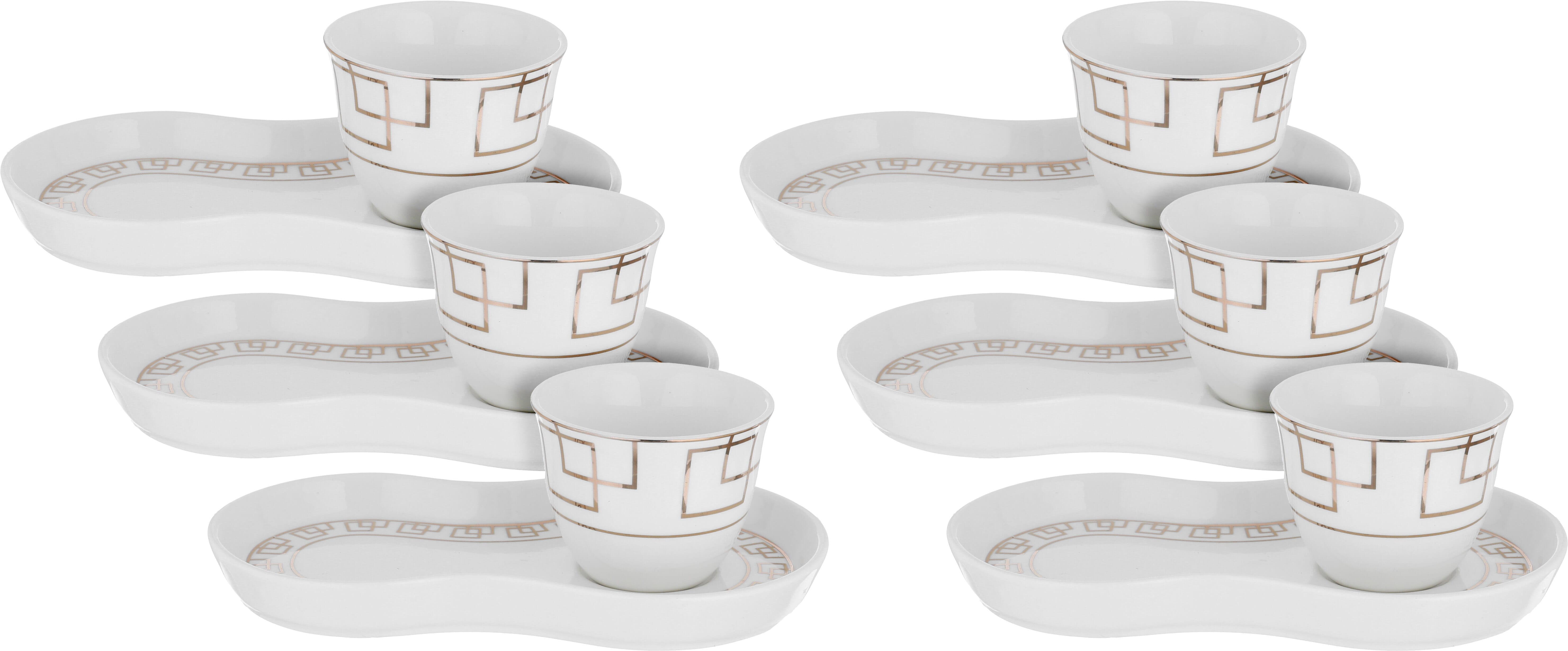 Al Saif Gallery Porcelain Arabic Coffee Cup Set, Saucer, 12 Pieces - White product image