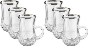 طقم بيالات شاي زجاج السيف غاليري، 100 مل، 6 قطع - شفاف product image