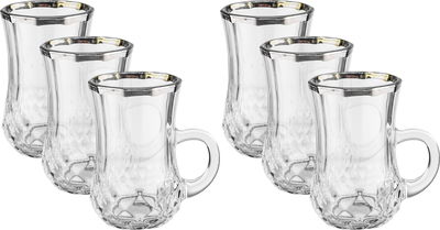 طقم بيالات شاي زجاج السيف غاليري، 100 مل، 6 قطع - شفاف product image 1