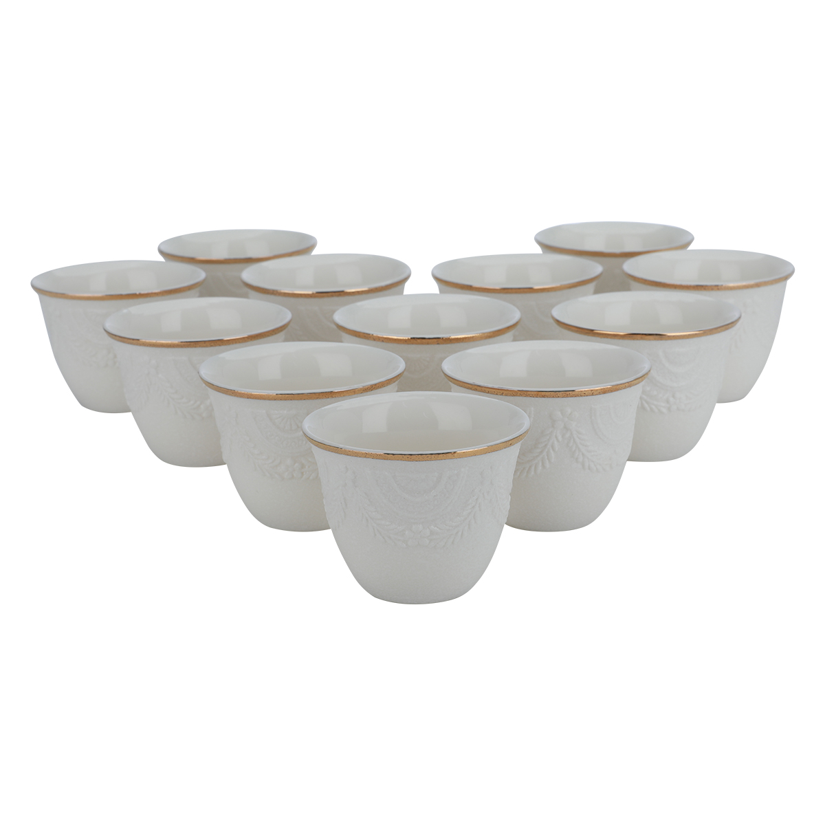 طقم فناجين قهوة عربي بورسلان السيف غاليري، 12 قطعة - ابيض ذهبي product image