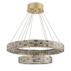 Norco Classic Aluminum Glass Chandelier, 2 Rings, 3000K, 90W - Gold product image 2