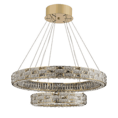 Norco Classic Aluminum Glass Chandelier, 2 Rings, 3000K, 90W - Gold product image 2