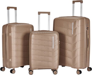 طقم شنط سفر بولي بروبيلين ليمرا، 3 مقاسات، 4 عجلات، بزاوية 360 درجة، LMA-PP502-3PCS - ذهبي product image