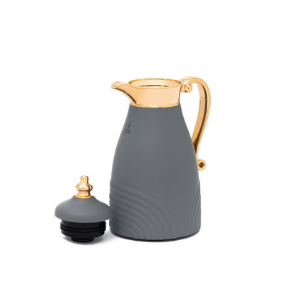 Al Saif Gallery Carmen thermos set, 1/0.7 litre, 2 pieces, thermal glass inner container, stainless steel outer shell - golden gray product image 4