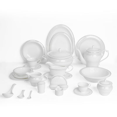 Alsaif Gallery Porcelain Dinner Set, 166 Pieces, Gold-White Rim product image 1