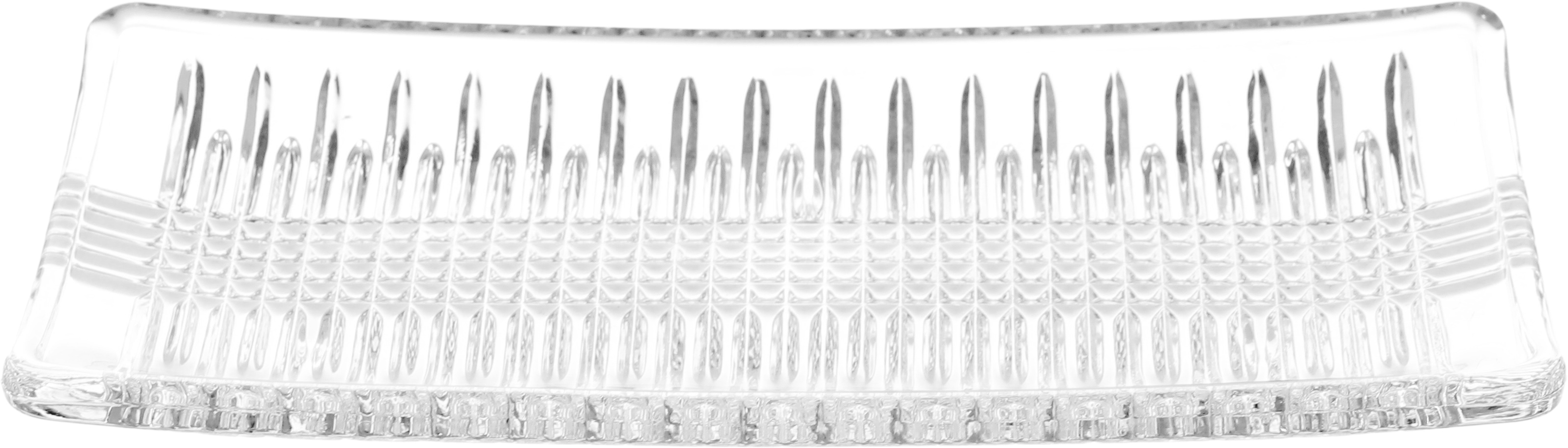 صحن تقديم زجاج السيف غاليري، مستطيل مخطط، 28×14×2.5 سم - شفاف product image