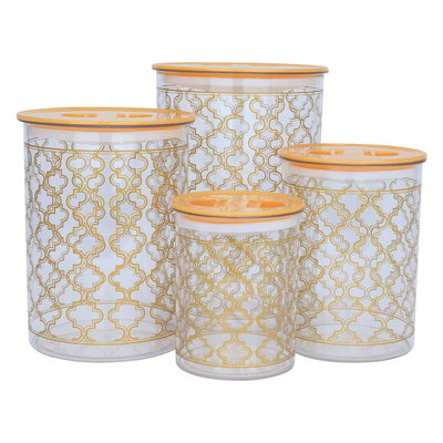 طقم علب بلاستيك السيف غاليري، منقوش ذهبي، 4 قطع - شفاف product image 2