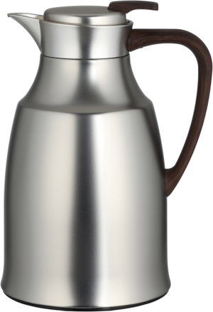 Al Saif Gallery Al-Diriyah Thermos, 1 liter, glass inner container, stainless steel outer casing, push-button - matte dark wood finish product image 2