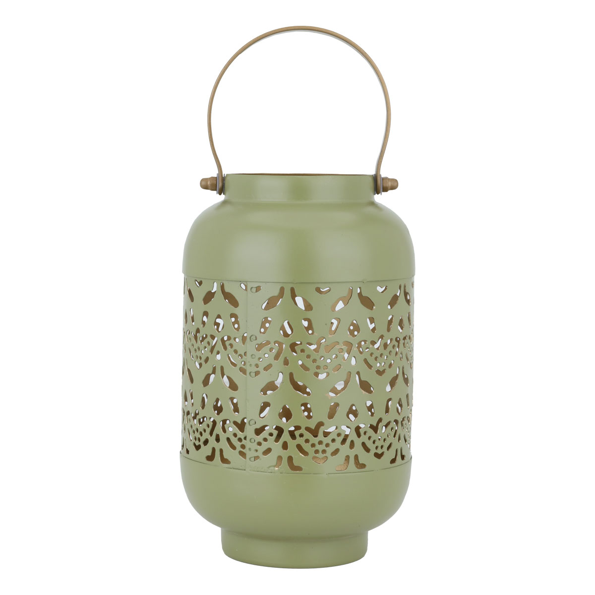 Al Saif Gallery Steel Candle Holder with Gold Handle, 10 x 10 x 19 cm, Small - Oily product image