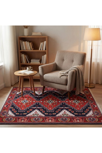 سجادة بوليستر سجادتي، 160×230 سم، نقش تراثي - أحمر product image 7