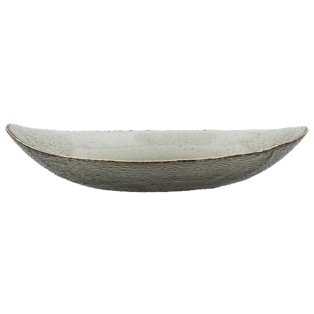 Al Saif Gallery glass plate, 4 x 31 x 14.7 cm, gold rim, oval - light gray product image 1