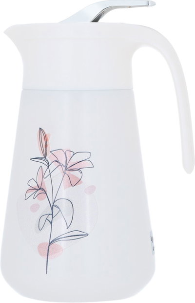 Al Saif Gallery Gloria Thermos, 1 Liter, Stainless Steel Inner Container, Stainless Steel Outer Body, Push Button - Cream product image 2