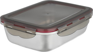 علبة تخزين ستانلس استيل الصحاح، 22x16x7 سم، غطاء بلاستيك، قفل - فضي أسود شفاف product image 2