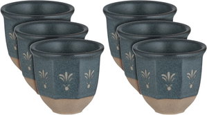 Al Saif Gallery Saudi Arabian Porcelain Coffee Cup Set, 6 Pieces, Artistic Decorations - Dark Gray Beige product image