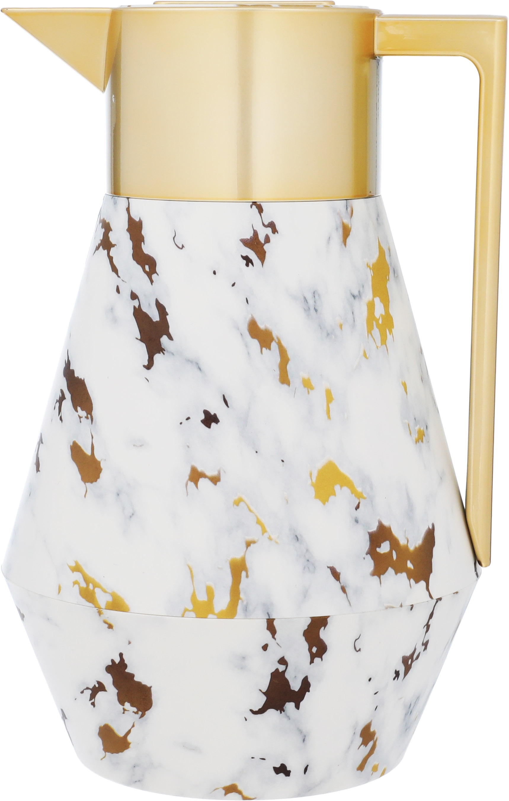 Everest Lydia Thermos, 1 liter, golden handle, thermal glass inner shell, plastic outer shell - white product image